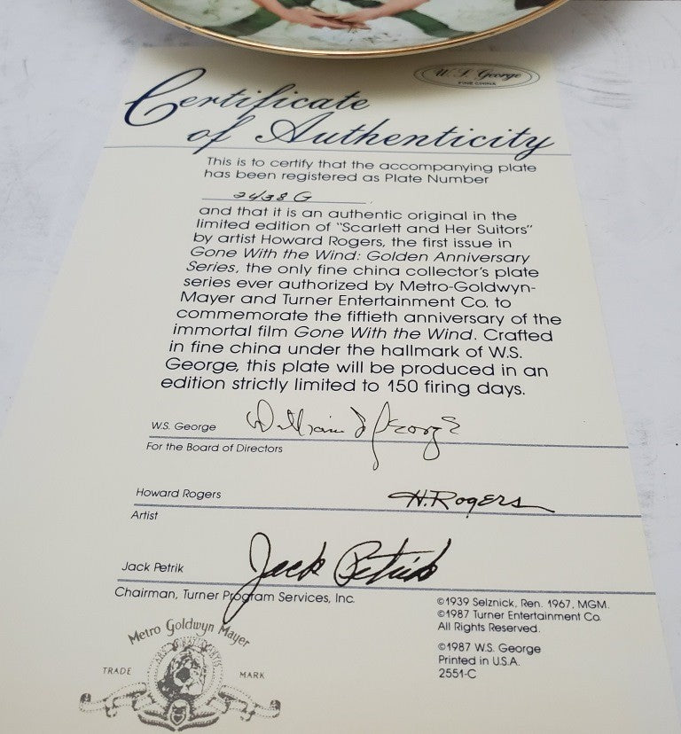 Gone With The Wind Golden Anniversary Plate “Scarlett and Her Suitors”