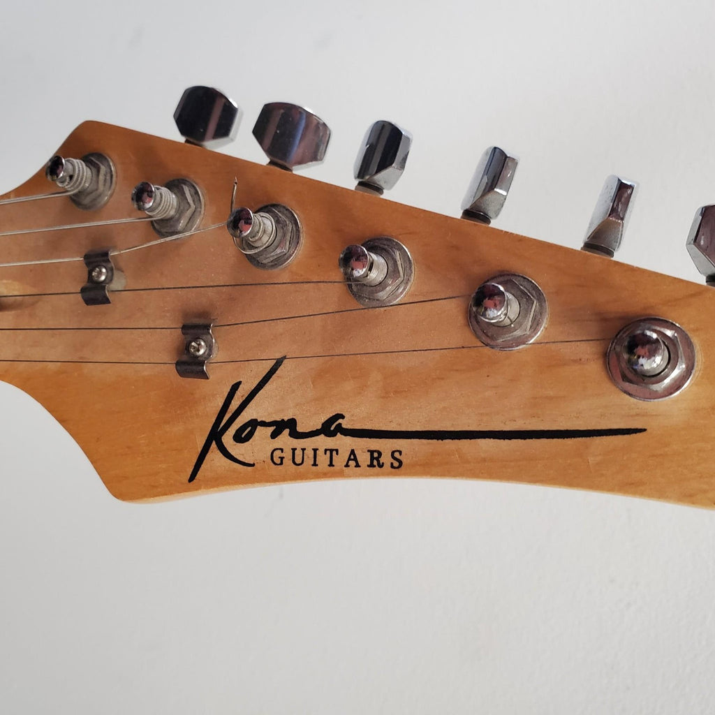 Kona Strat Style Black & White Electric Guitar