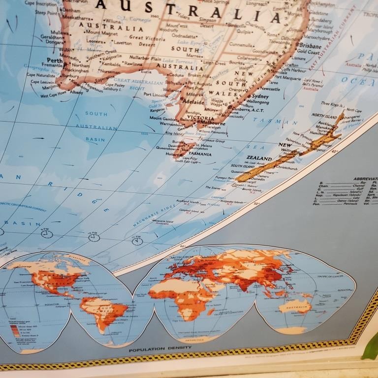 National Geographic Society THE WORLD MAP Physical Political 1994 43 x 30 inches