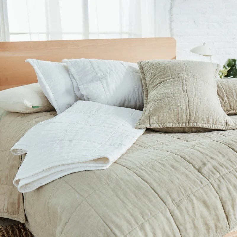 Avocado Natural Linen Quilt Natural Color Full - Queen Size $319