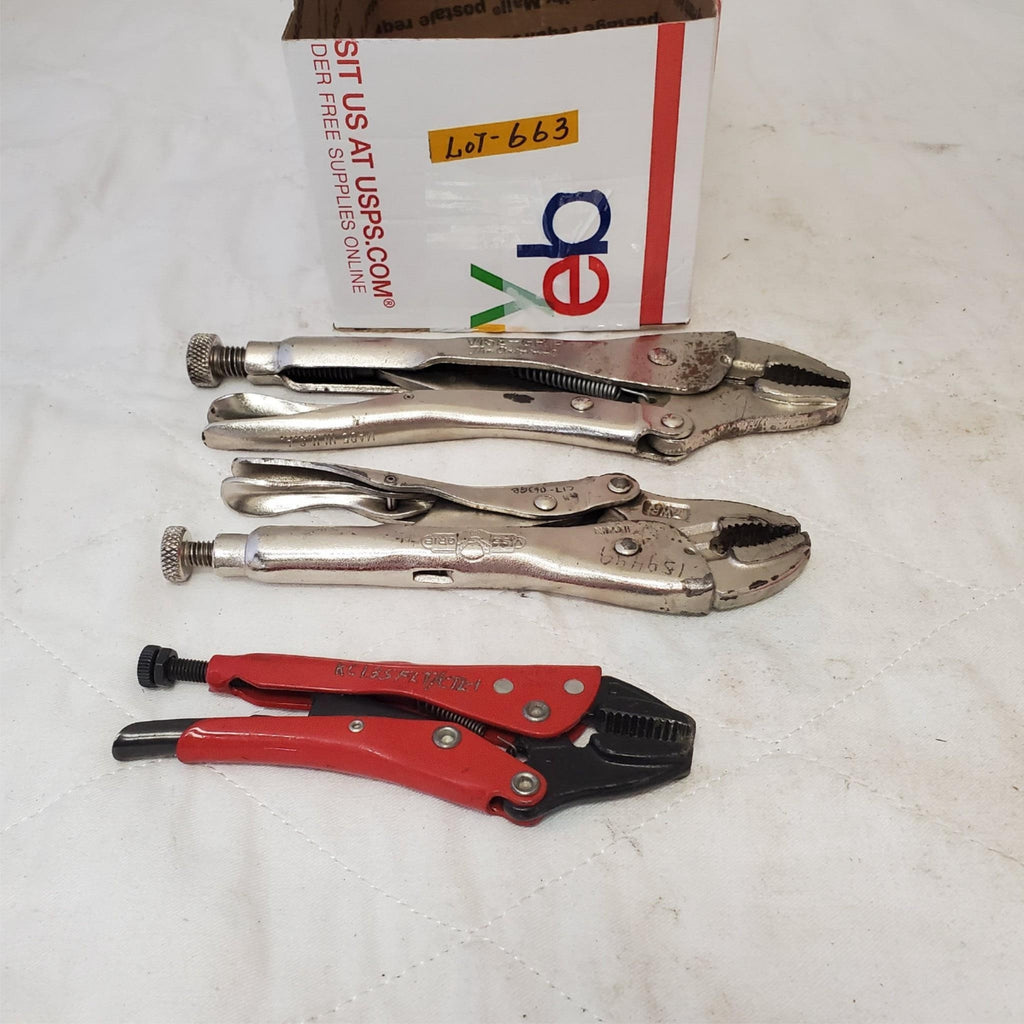 Lot of 3 Blue Point Red & Vise Grip Adjustable Locking Grip Pliers LOT-663