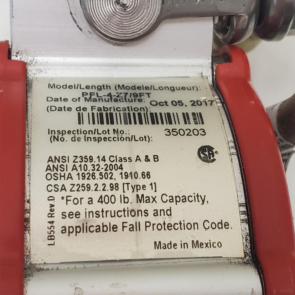 Miller Scorpion PFL-4-Z7 9FT With Steel Twist-Lock Carabiner & Swivel Shackle