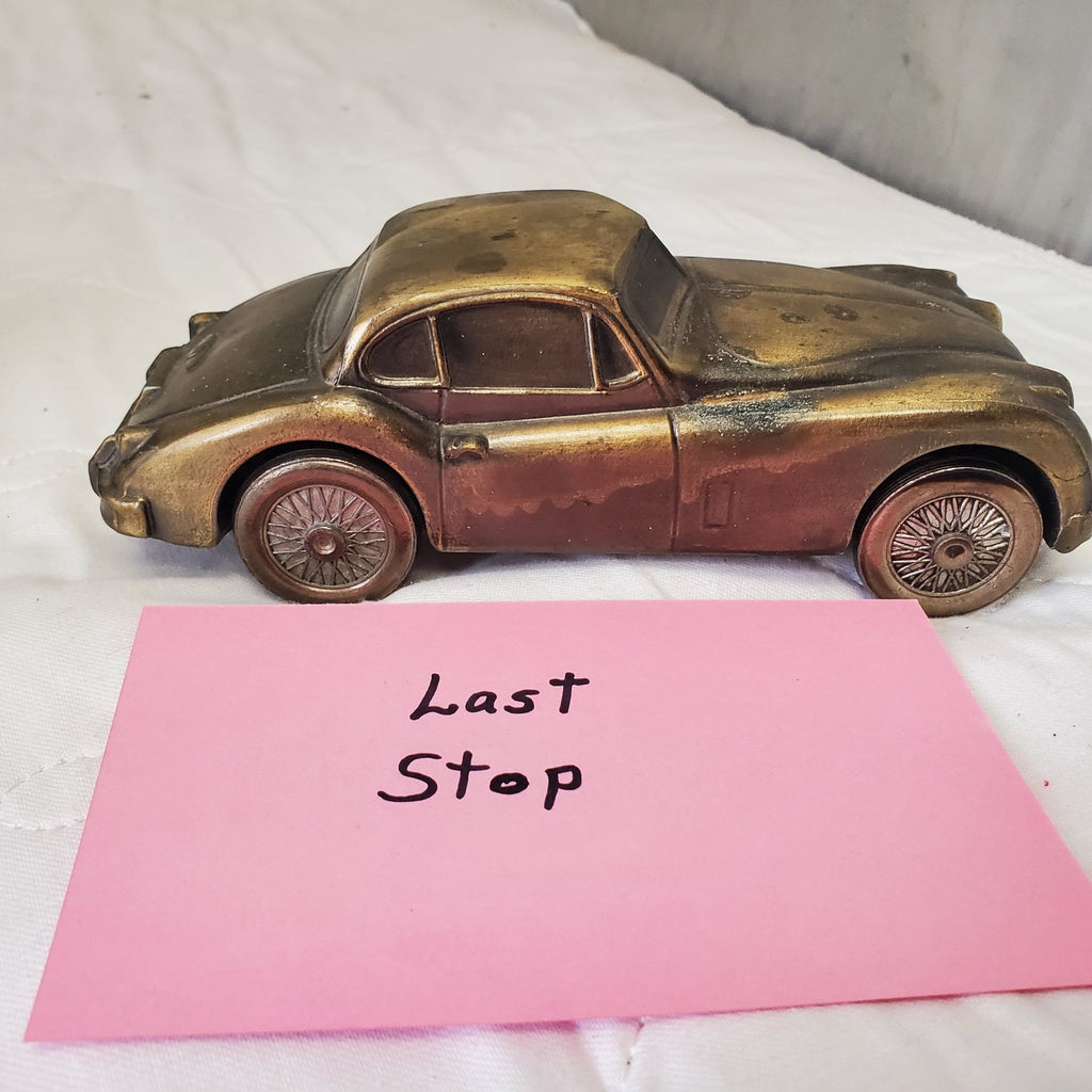 Vintage 1955 Banthrico Inc. Jaguar Cast Metal Car Coin Bank