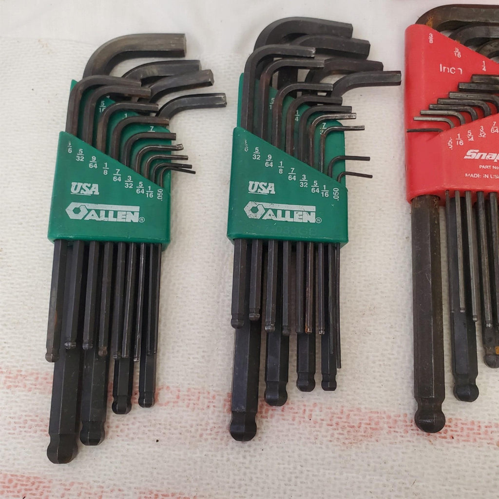 Lot of 5 Snap-on L-Shaped Hex Wrench & Allen Key Sets SAE & Metric LOT-1053