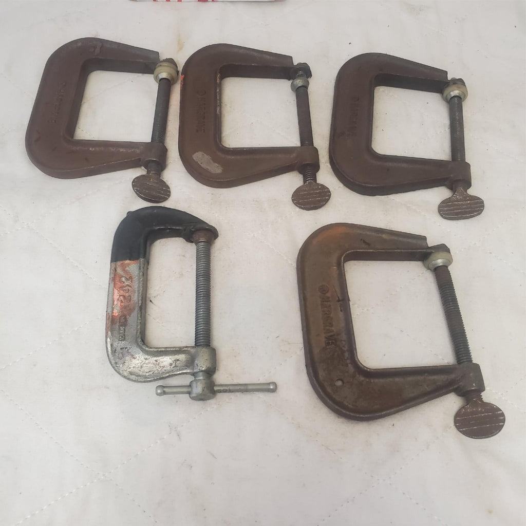 Lot of 5 Hargrave Heavy Duty Metal C-Clamps Hand Tools LOT-400