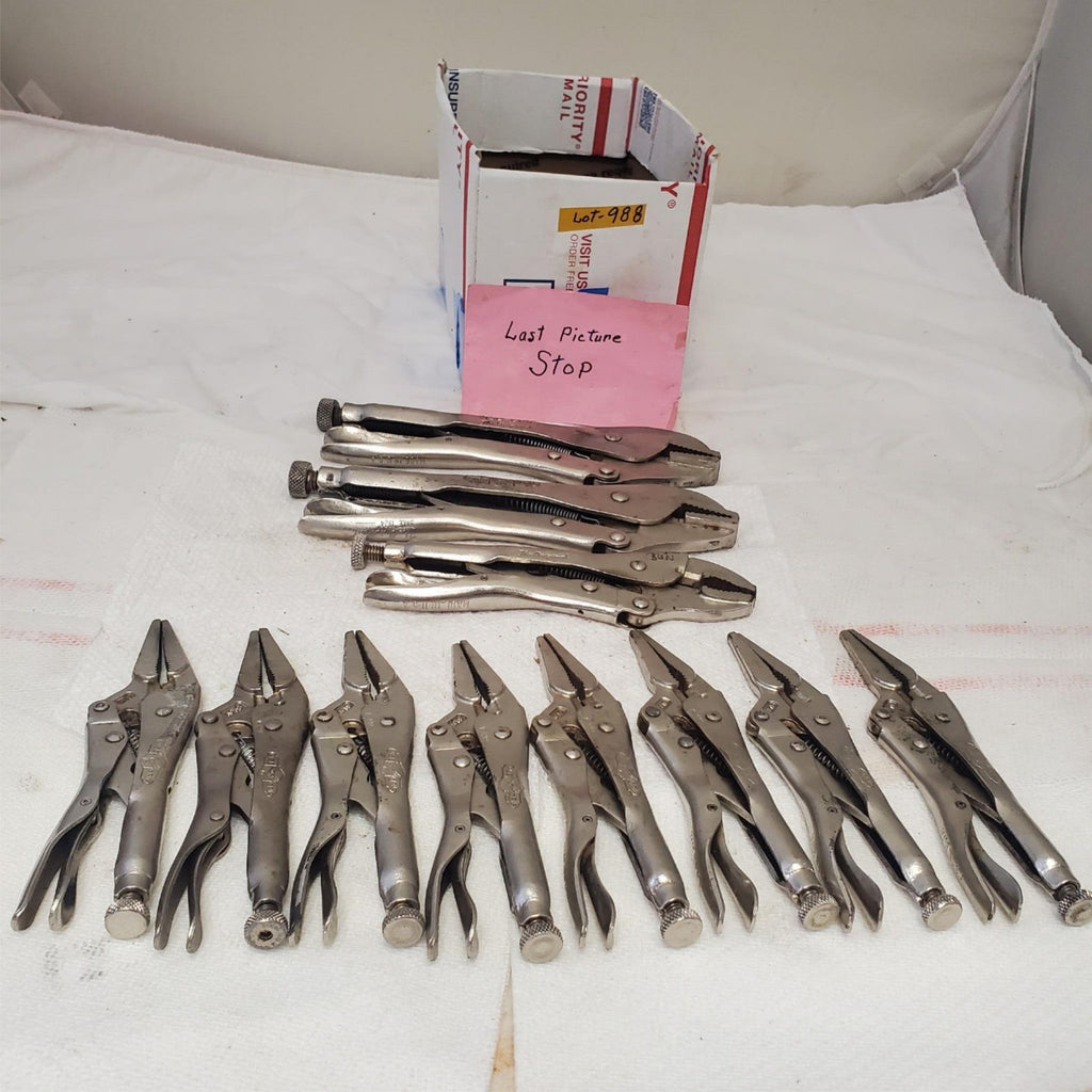 Lot of 11 Vise Grips Long Nose Adjustable Jaw Locking Clamp Set LOT-988