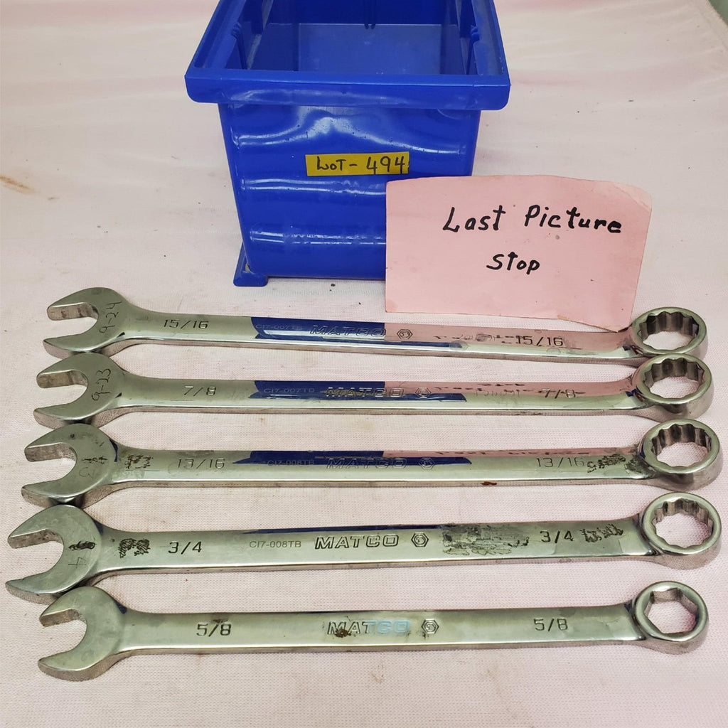 Lot of 5 Matco Combination Wrench Set LOT-494