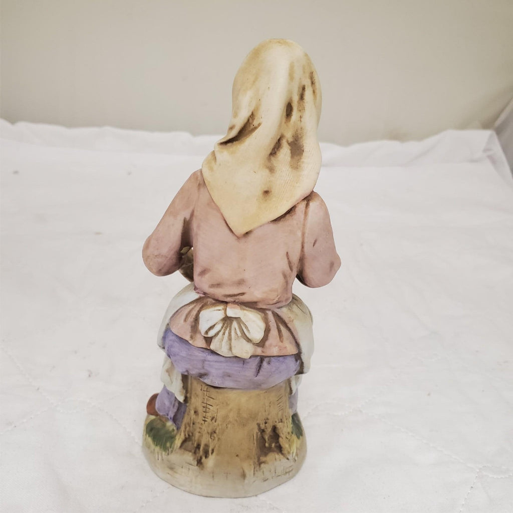 Old lady Holding Basket of Grapes Ceramic Porcelain Figurine