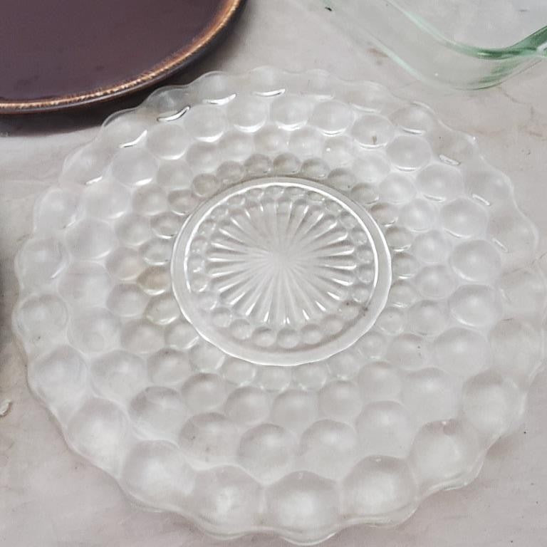 Hull Oven Proof Brown Drip Glaze Plate, Glass Bubble Design Plates & Baking Dish