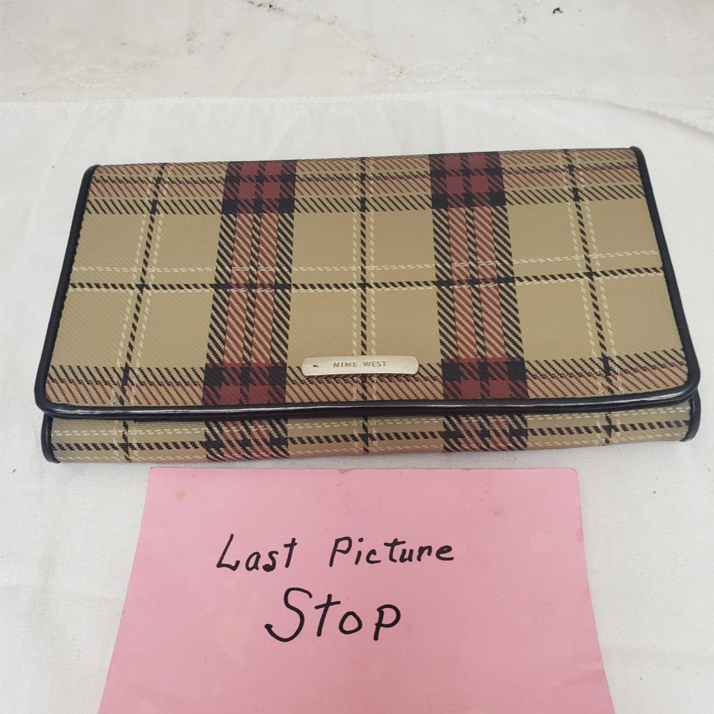 Nine West Organizer Wallet Clutch Plaid Pattern Travel Purse for Women