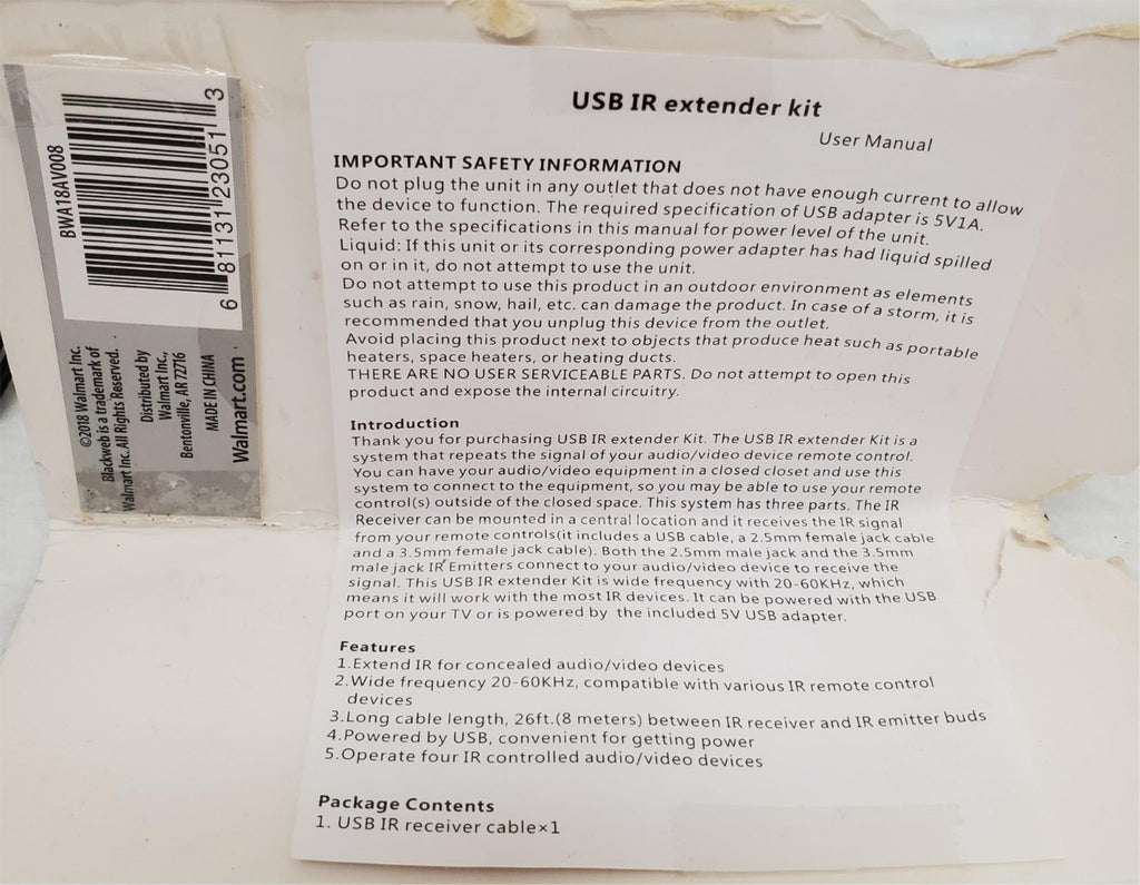 Blackweb Infrared Remote Control Extender