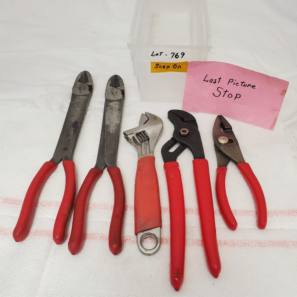 Lot of 5 Snap on Diagonal Cutters,  Adjustable Wrench PLIERS Lot-769