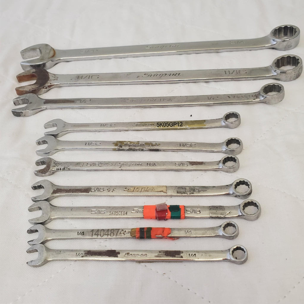 Snap On Tools 10 Pc SAE 12 Point Combination Wrench Set - Lot 405