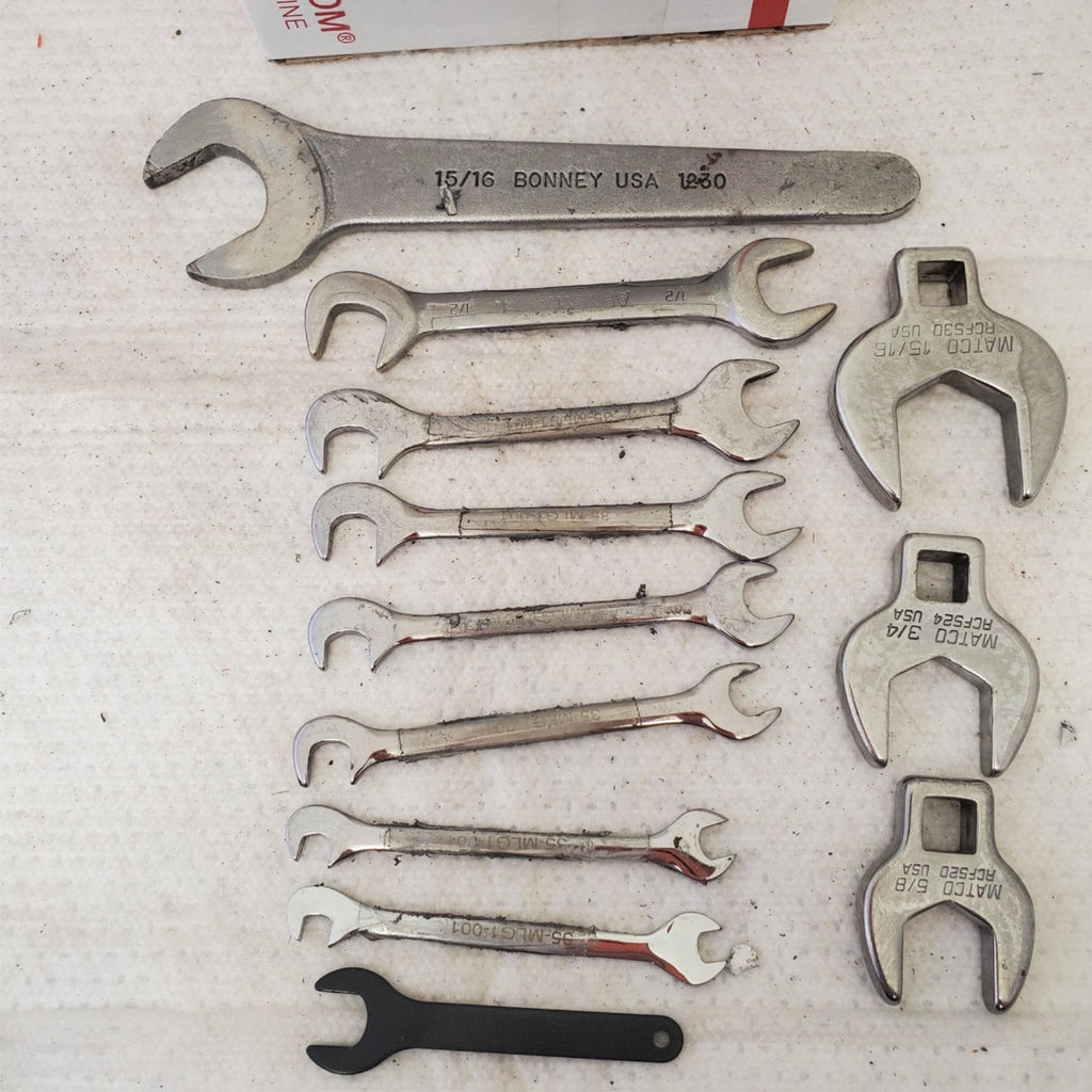 Lot of Assorted 4 Way Angle Head Open End, Crowfoot & other Wrenches LOT 472