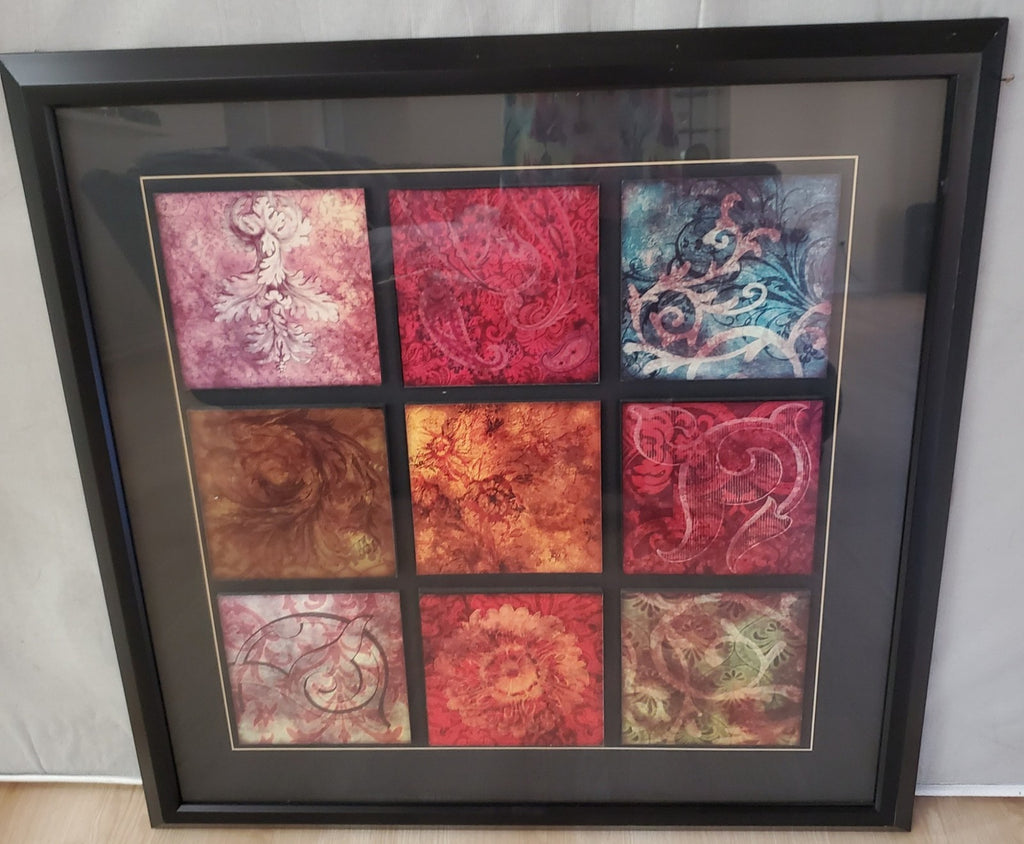 Arabesque Patchwork Framed Glass Artowrk Wall Art 174185 36 x 36 in