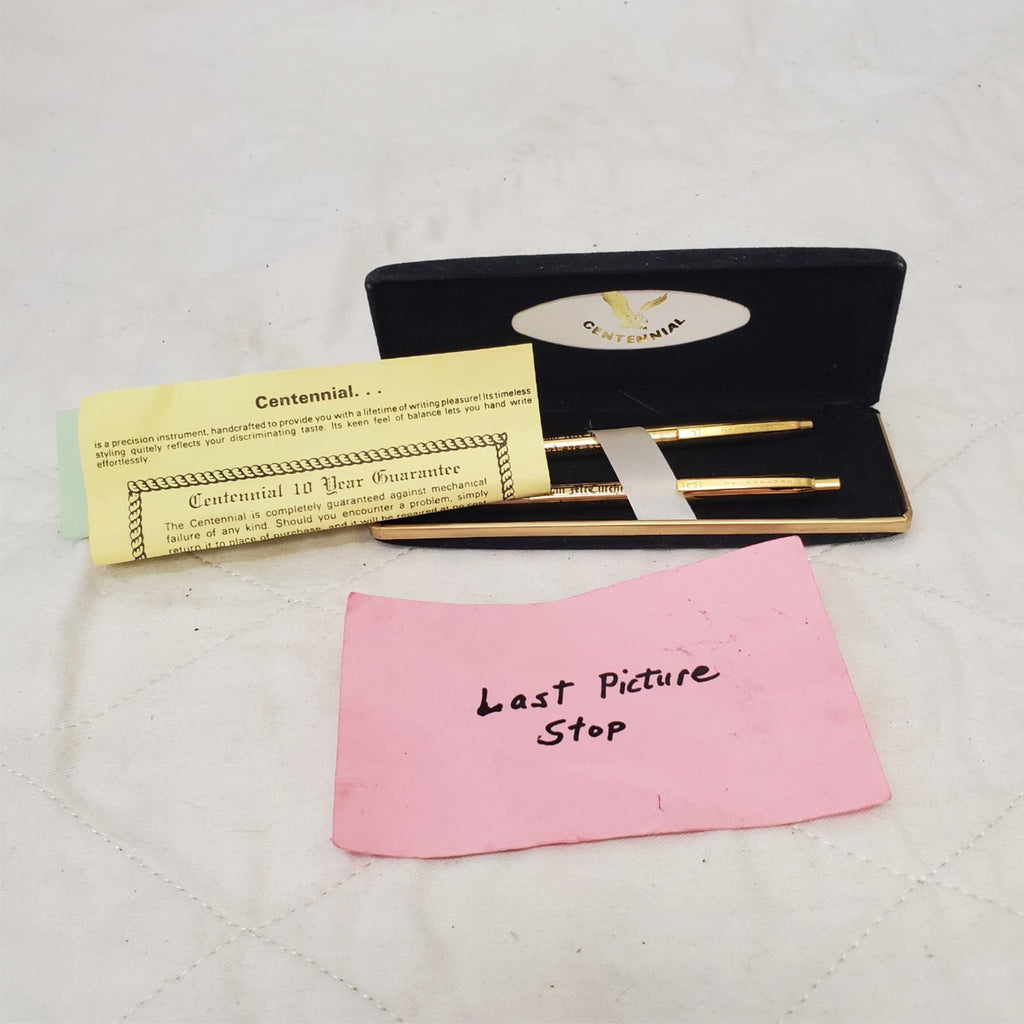 Centennial Gold-Tone Pen & Mechanical Pencil Set in Black Velvet Case
