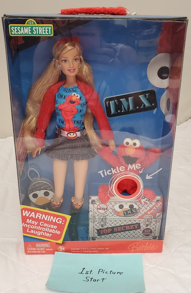 Sesame Street Barbie with Elmo TMX Laughing Doll & Tickle Me Toy Gift