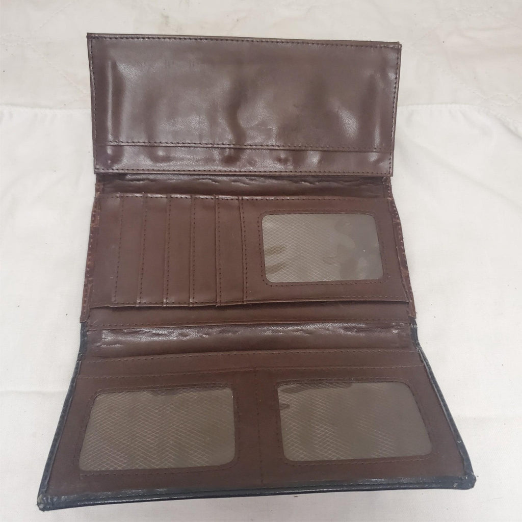 Vintage Embossed Genuine Leather Wallet for Women – Natural Brown – Handmade Art