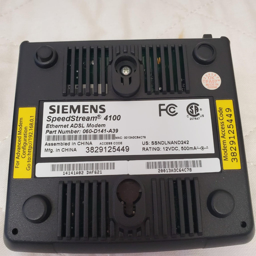 Siemens 060-D141-A39 Speed Stream 4100 Ethernet Adsl Modem with AC Adapter
