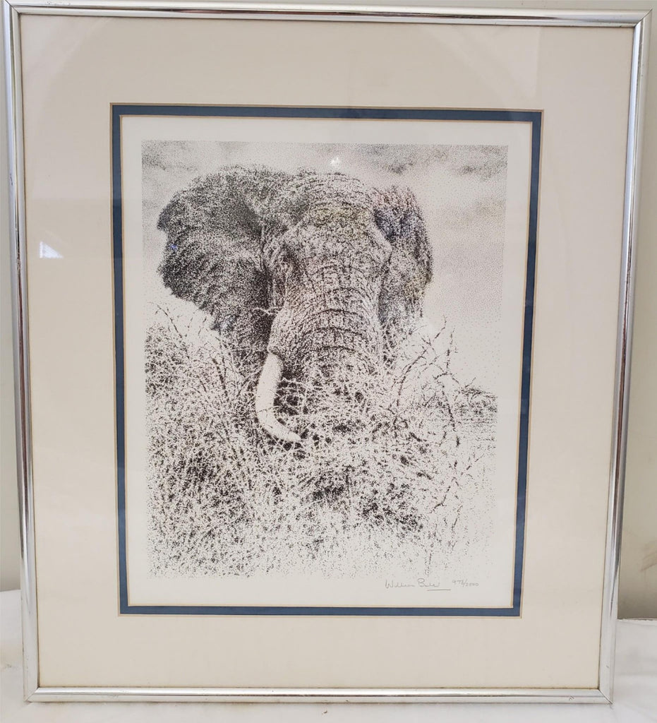 William Baker Elephant Head Print Signed & Framed Limited Edition Nature Artwork