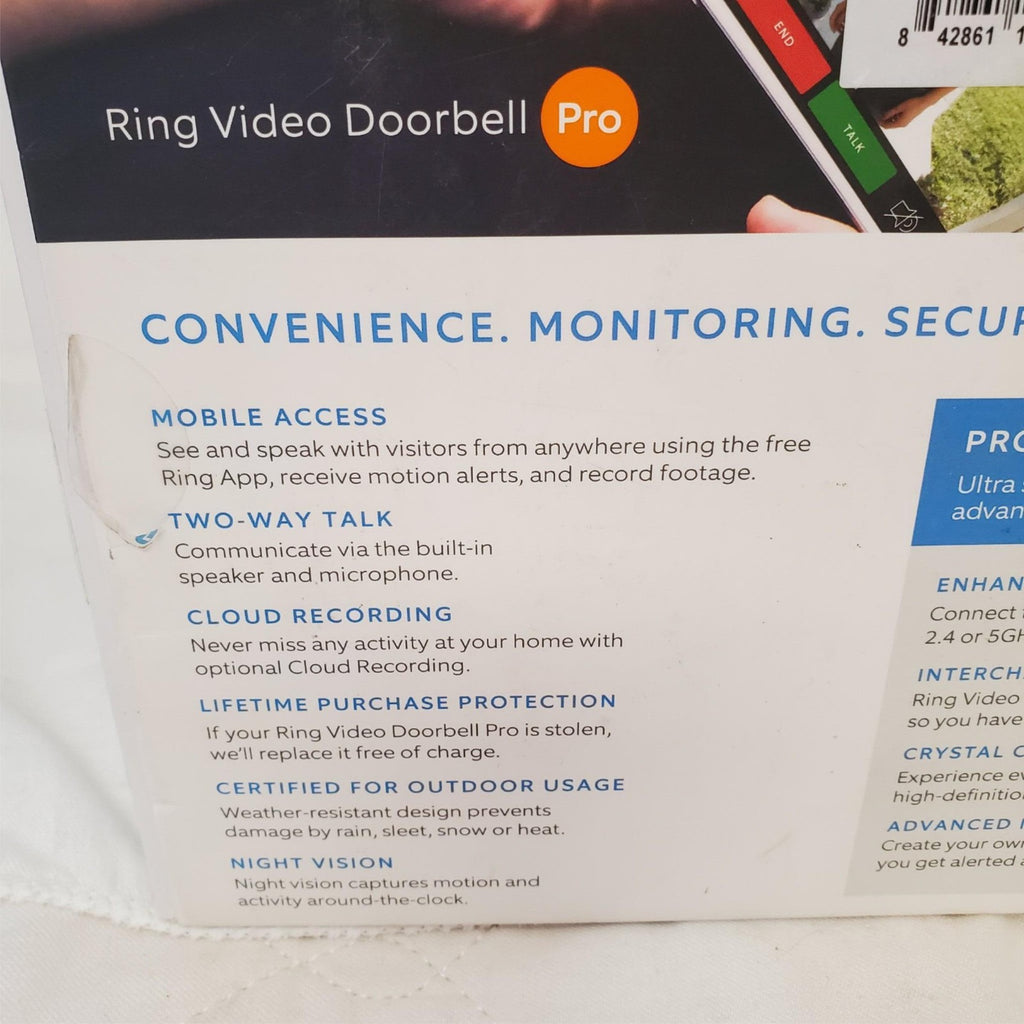 Ring 2549AG660L-B01FX Smart Wifi Cam Video Doorbell Pro