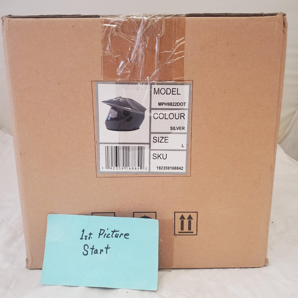 Milwaukee Helmets Silver MPH9822DOT Dual Sport Motorcycle Helmet Size L