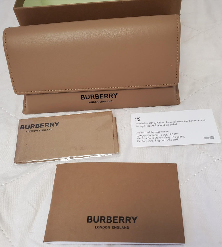 Burberry Brown Leather Sunglasses Case with Microfiber Cloth