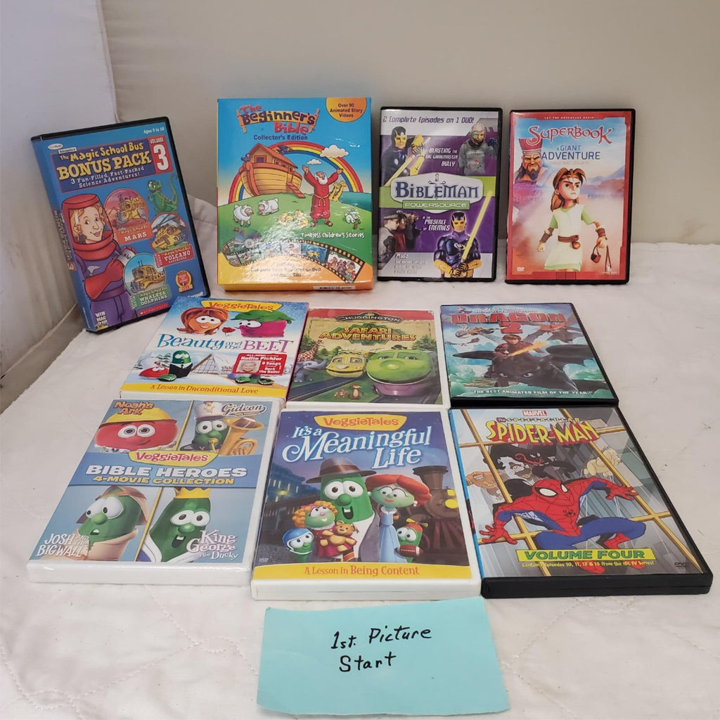 Lot of Various VeggieTales, Magic School Bus, Spiderman & other DVDs
