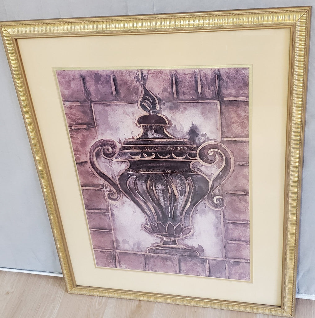 Two Tuscan Urn Vase Renaissance Art Prints Gold Gilt Framed 24 x 30