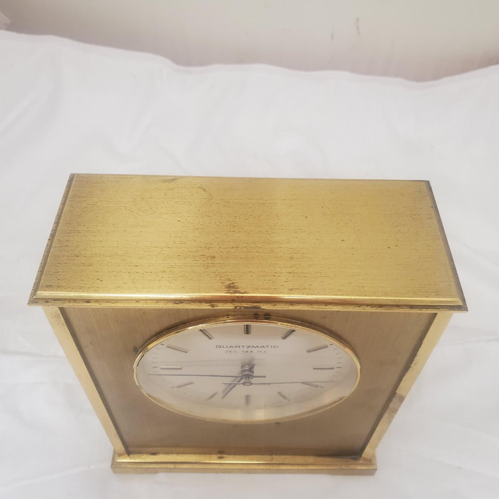 Vintage Seth Thomas Quartzmatic Award 0159-000 Brass Desk Clock