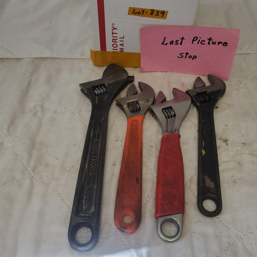 Lot of 4 Assorted Chrome Adjustable Wrench LOT-839