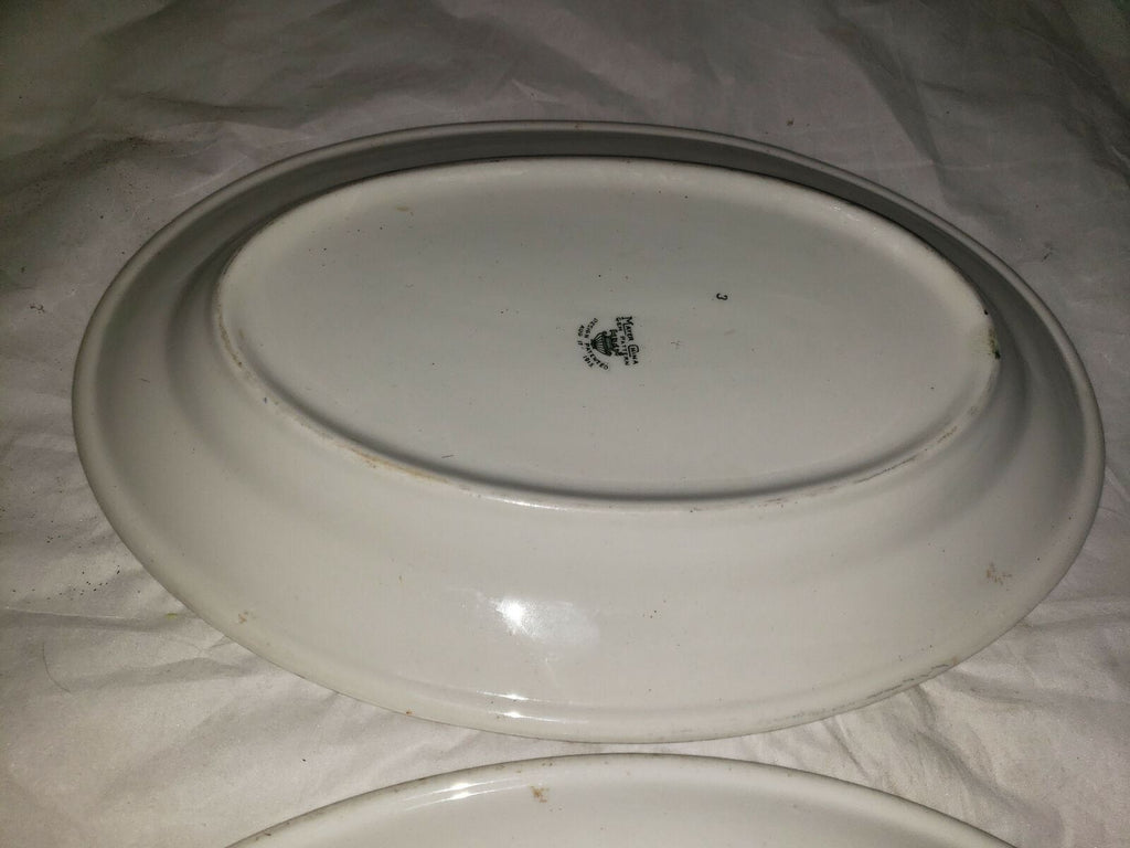 RARE Antique 1915 Mayer China Gem Pattern Plates 2 Piece Serving Platter Set