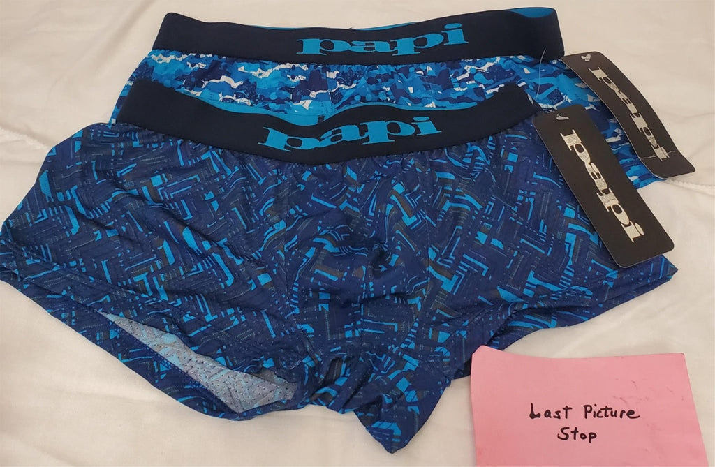Pack of 2 Papi Men's Brazilian Blue Camouflage Trunks Size S 28-30