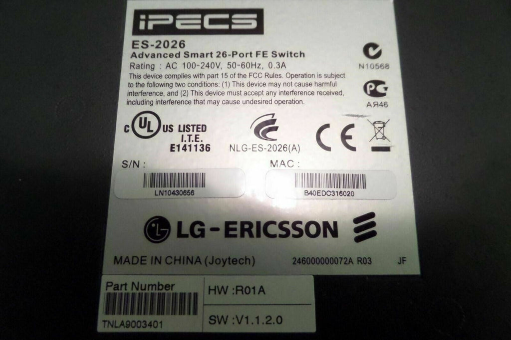 LG-Ericsson IPECS ES-2026 Advanced Smart 26 Port FE Switch