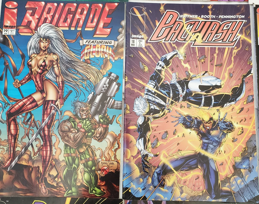 Lot of 12 Brigade Backlash Artifacts & Marvel Comic Books #22