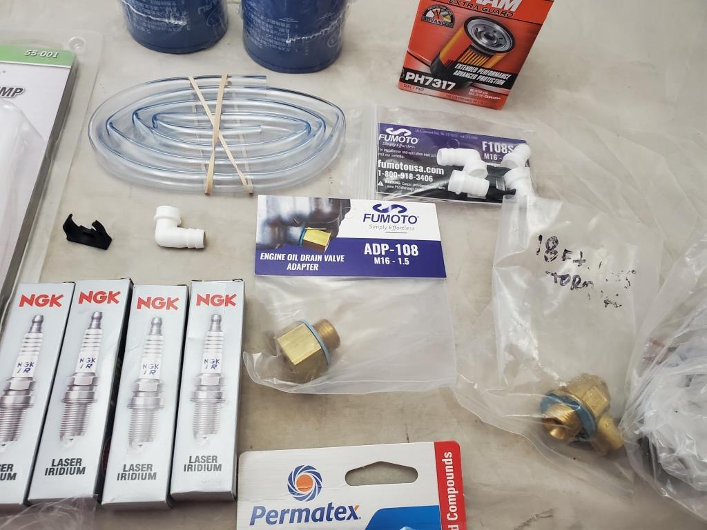 NGK Laser Iridium Spark Plug Oil Filter Black Idler Pulley ThreadLock Blue &More