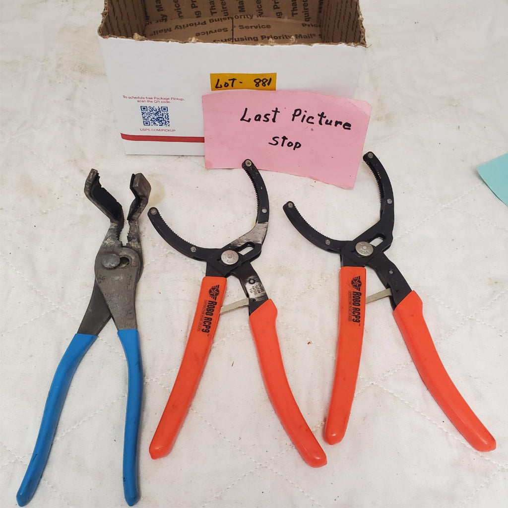 Lot of 3 Duct Cutter & Adjustable Oil Filter Pliers Set LOT-881