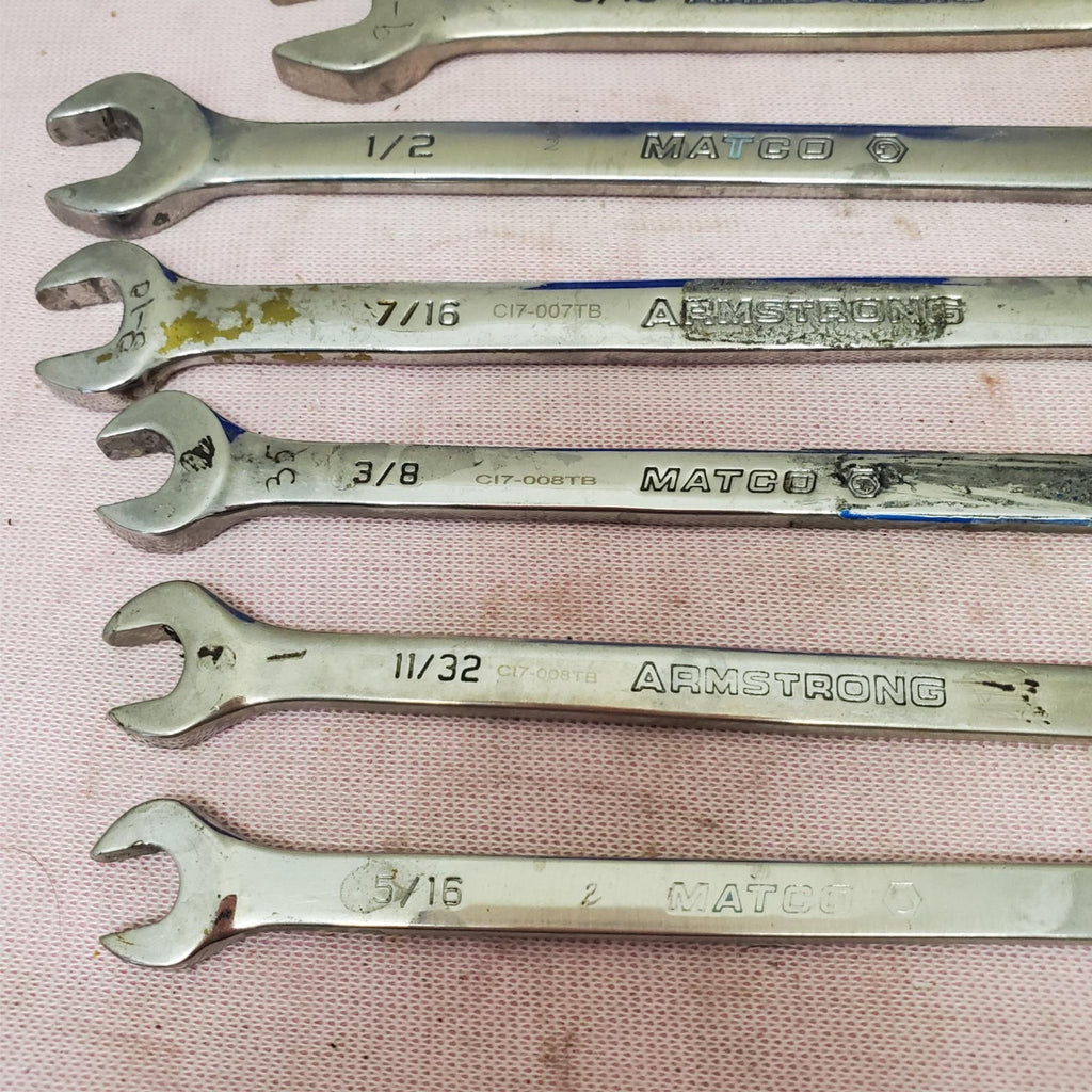 Lot of 7 Armstrong & Matco Combination Wrench Set LOT-377