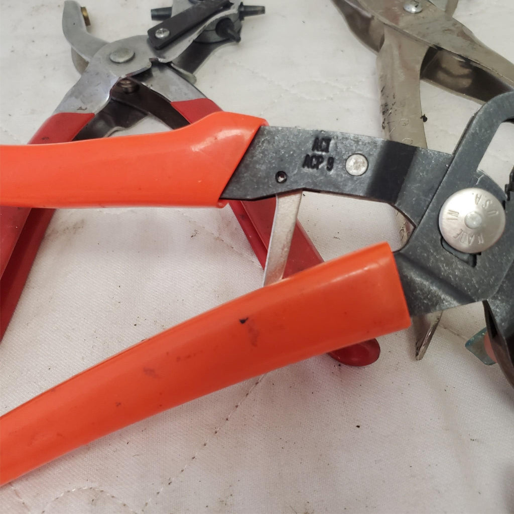 Lot of 3 Revolving Punch Pliers and Oil Filter Wrench Pliers Lot-214