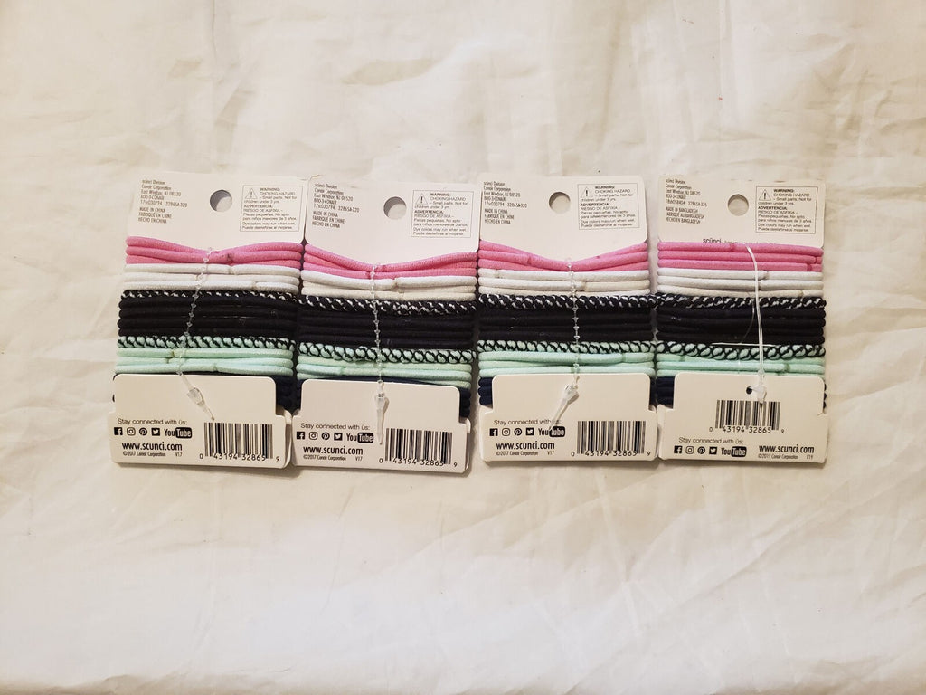 4 x 18 piece (72) Scunci Comfortable All Day Medium Hold No-Damage Hair Elastics