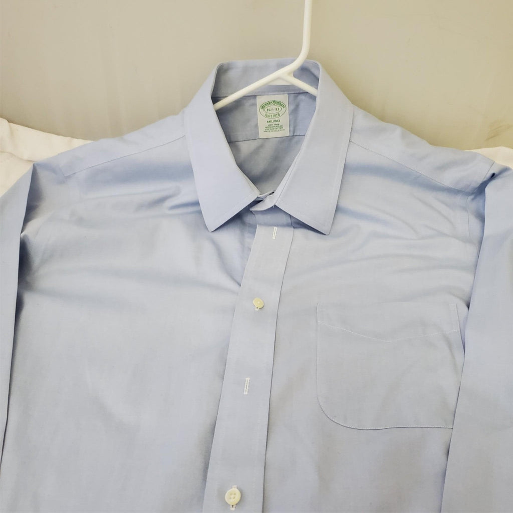 Brooks Brothers Button Up Shirt Mens Large 16 1/2 33 Blue Long Sleeve