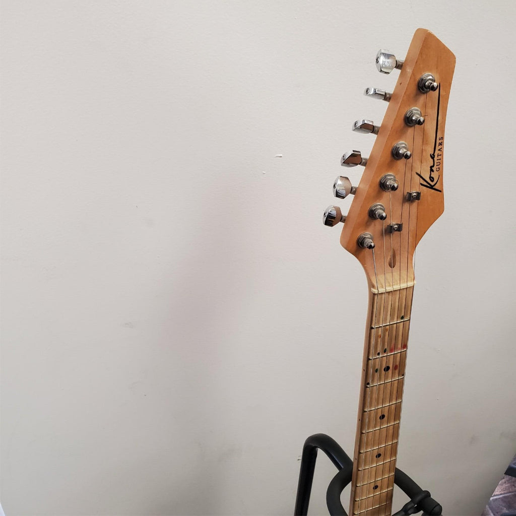 Kona Strat Style Black & White Electric Guitar