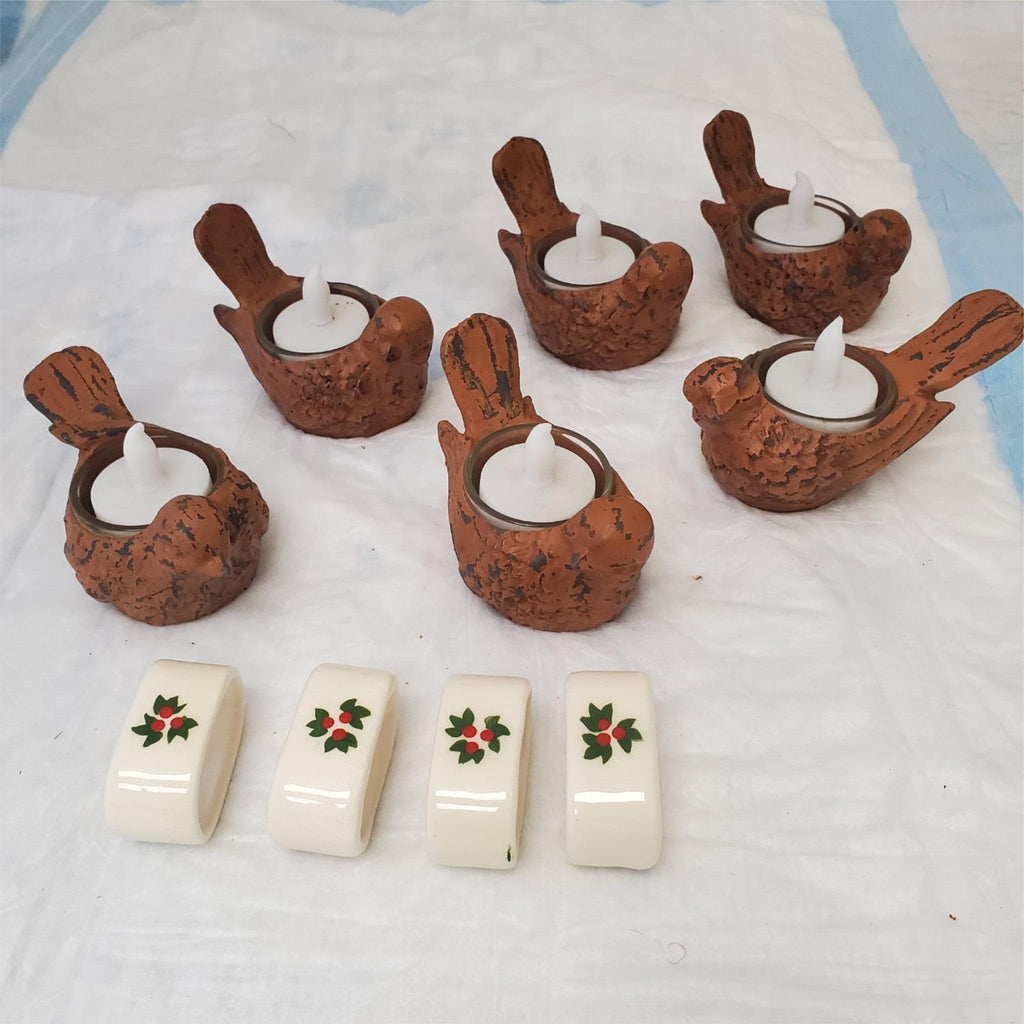 Decorative Bird Tea Light Holder Set and Napkin Holders