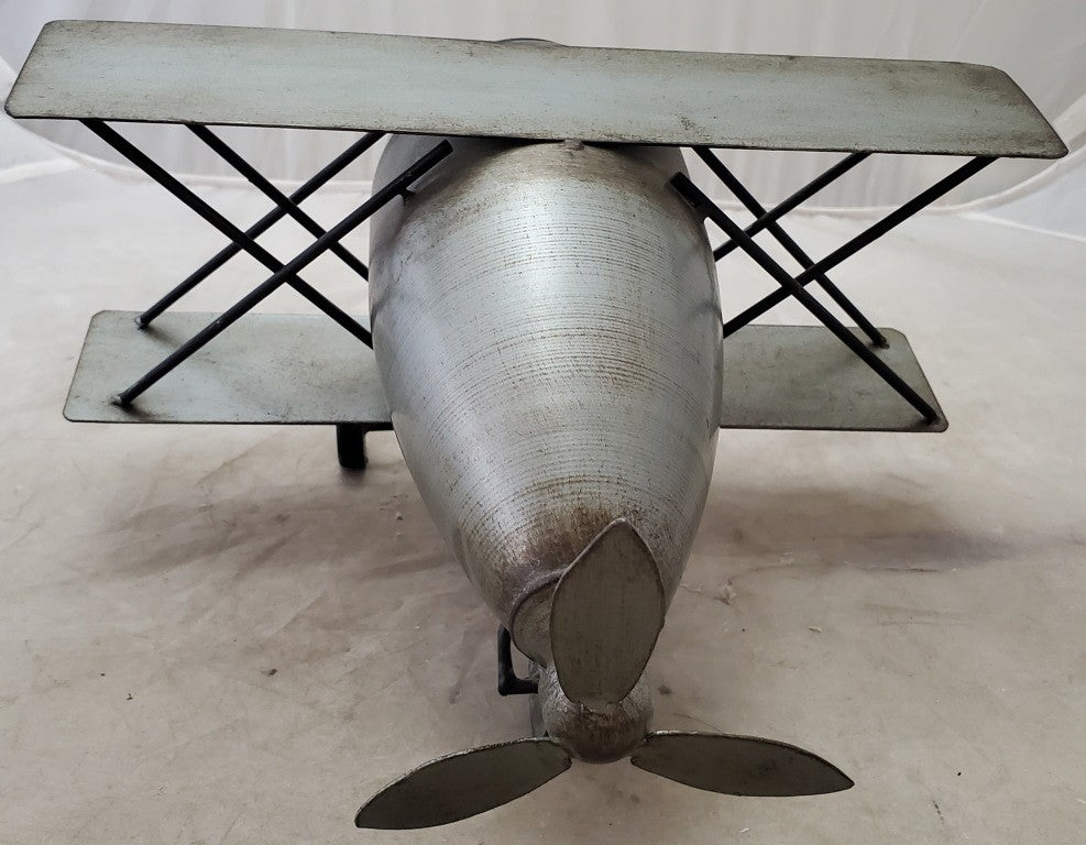 Antique Vintage Airplane-Biplane Metal Table Clock