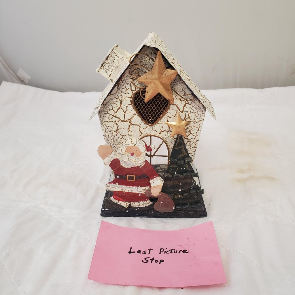 Metal Miniature Santa Claus House Adorable Candle Holder