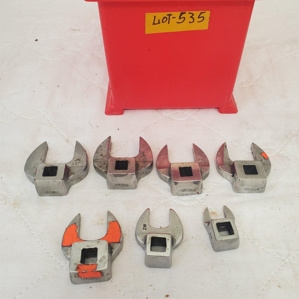 Lot of 7 Assorted Snap-On Drive SAE Open-End Crowfoot Wrench LOT 535