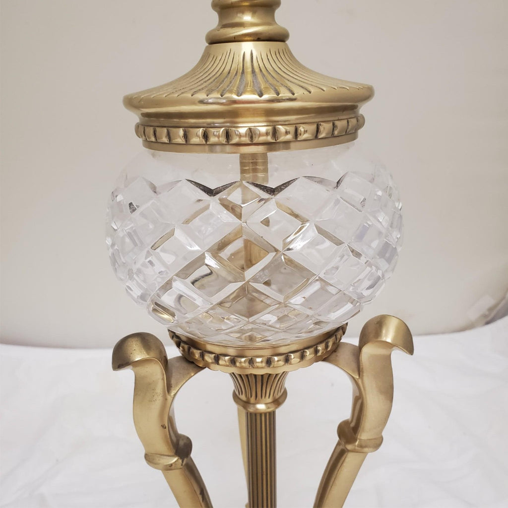 One Vintage Bombay Company Crystal and Brass Table Lamp