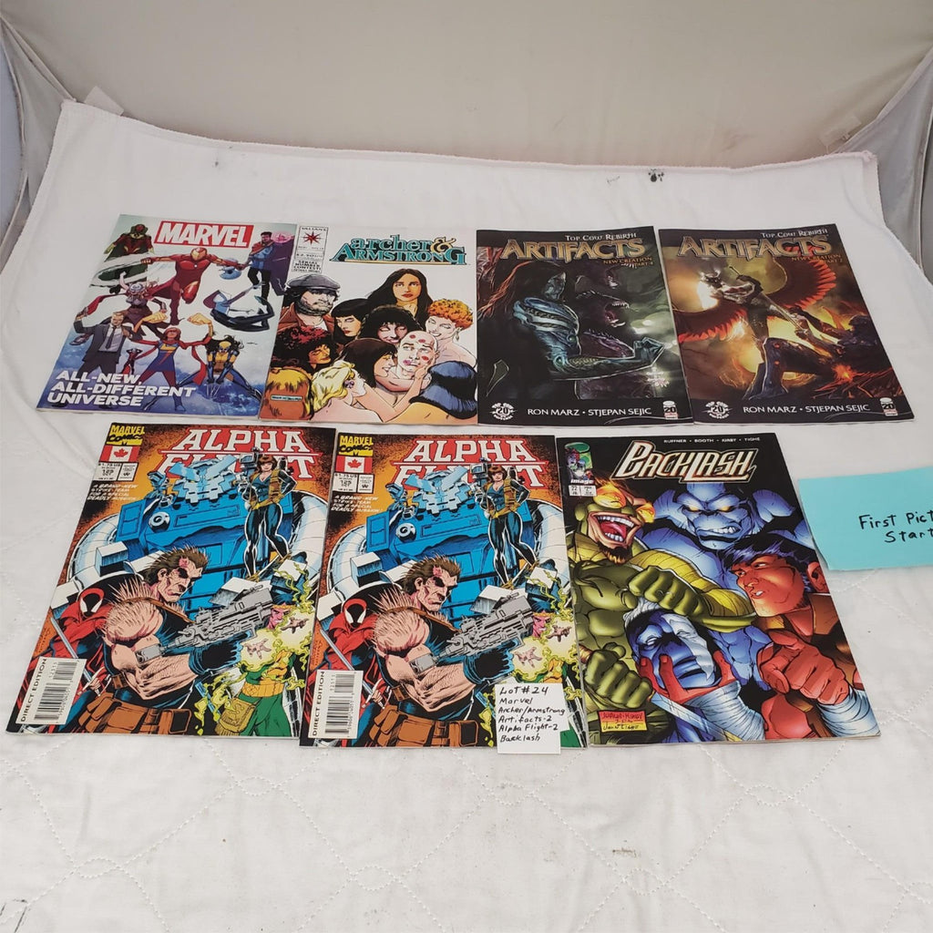 Lot of 7 Archer & Armstrong Artifacts Backlesh & Other Marvel Comic Books #24