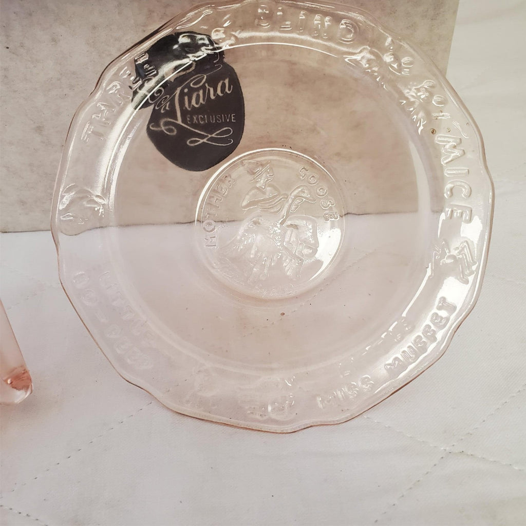 Tiara Exclusives Amber Glass Nursery Rhyme Humpty Dumpty Baby Plate Bowl Cup