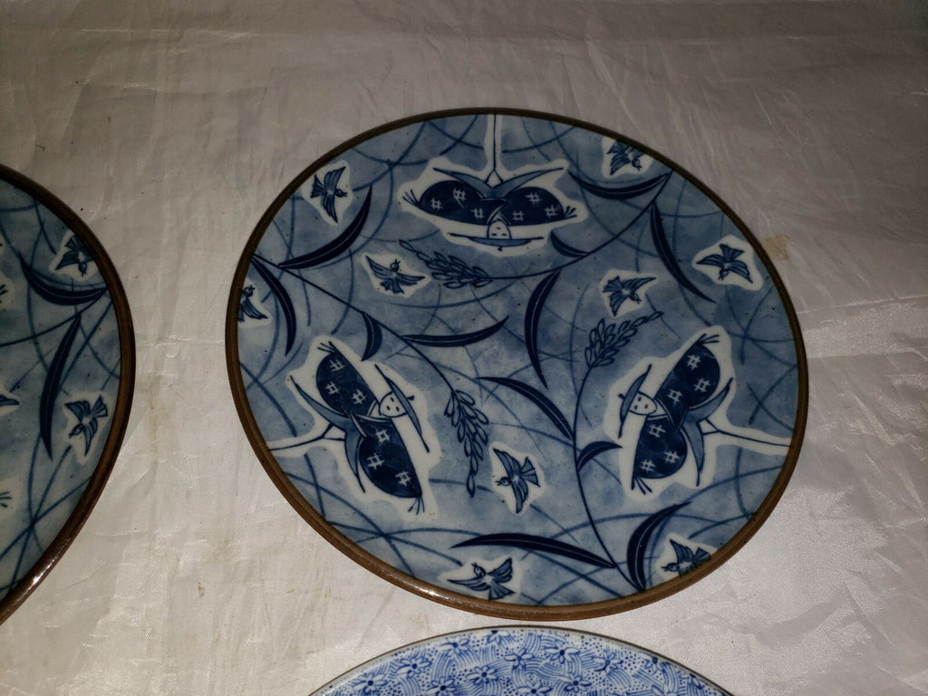 4 Saucer & Plate Blue & White Floral Pattern Delft-Blauw Hand painted Plate